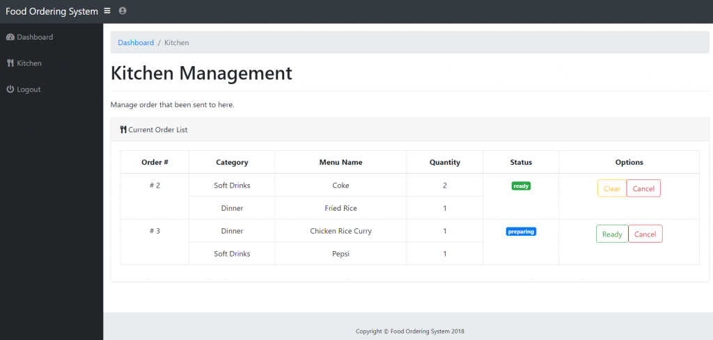 image of food ordering system