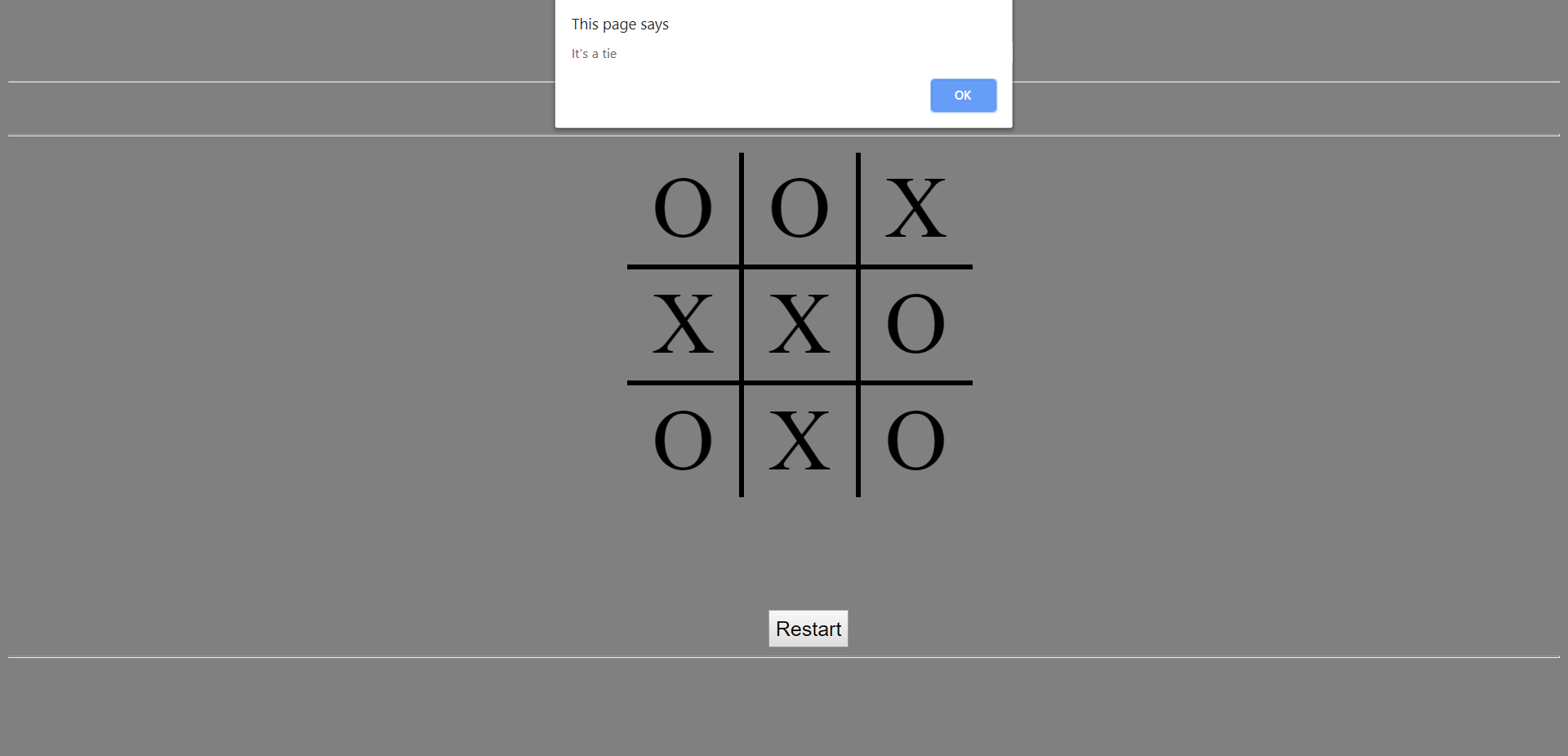 Tic Tac Toe Game, HTML, CSS and Javascript