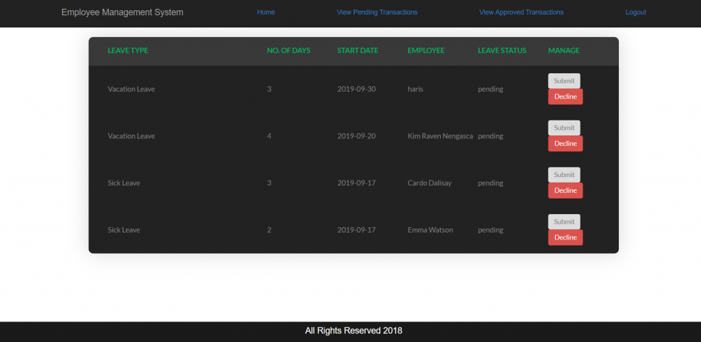 image of Employee Leave Managing System