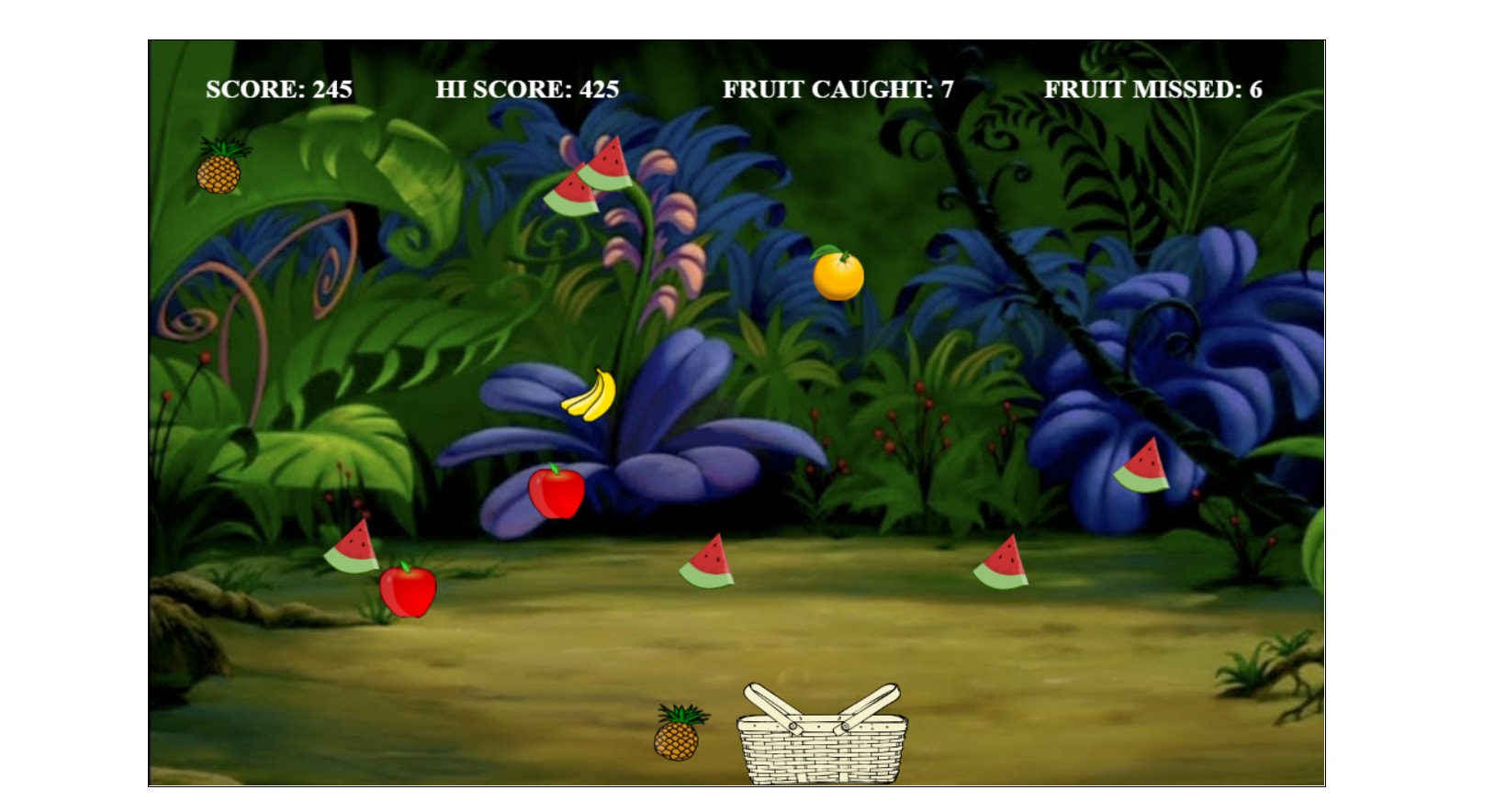 CATCH THE FRUIT GAME IN JAVASCRIPT WITH SOURCE CODE