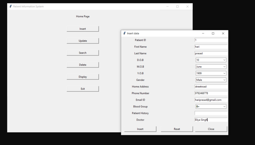 image of patient information system