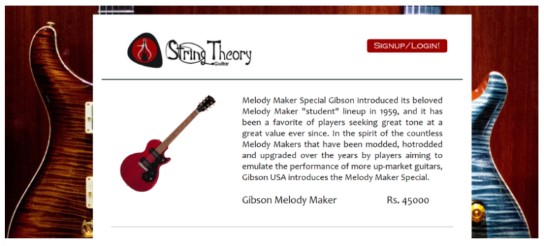 String Theory Guitars in php