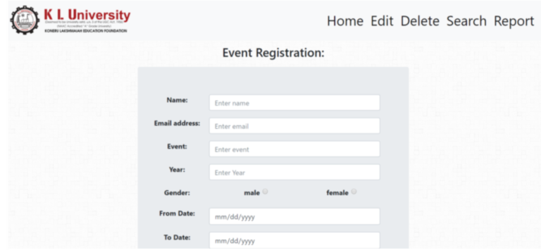 University Event Management System in php