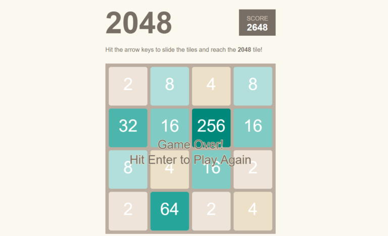 simple 2048 game