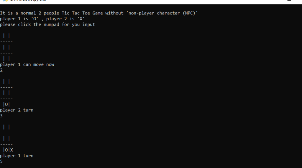 tic tac toe in python