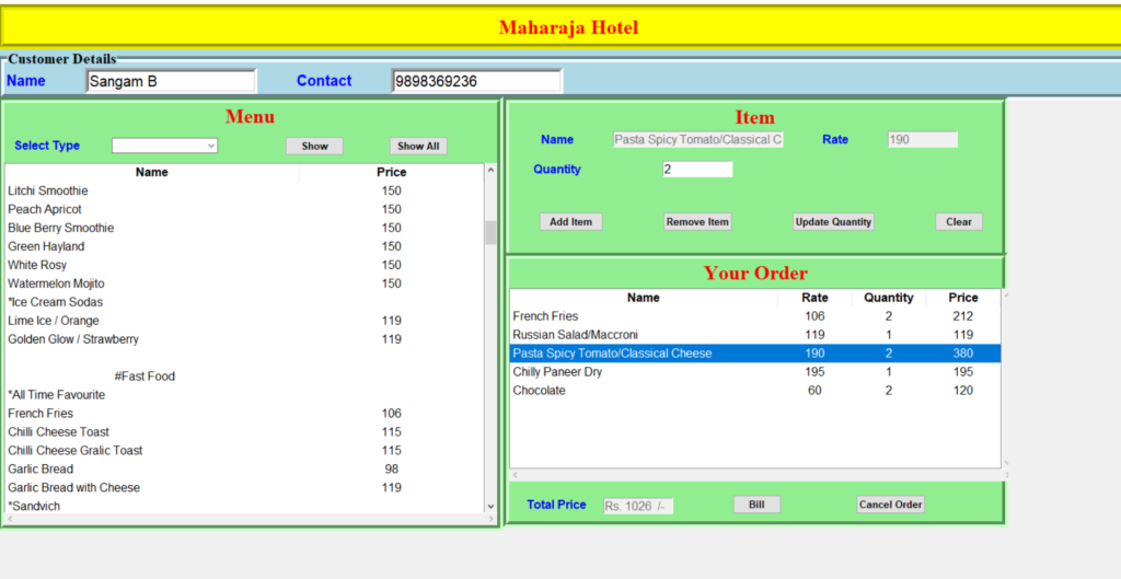 hotel billing system