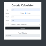 Calorie Calculator In JavaScript With Source code