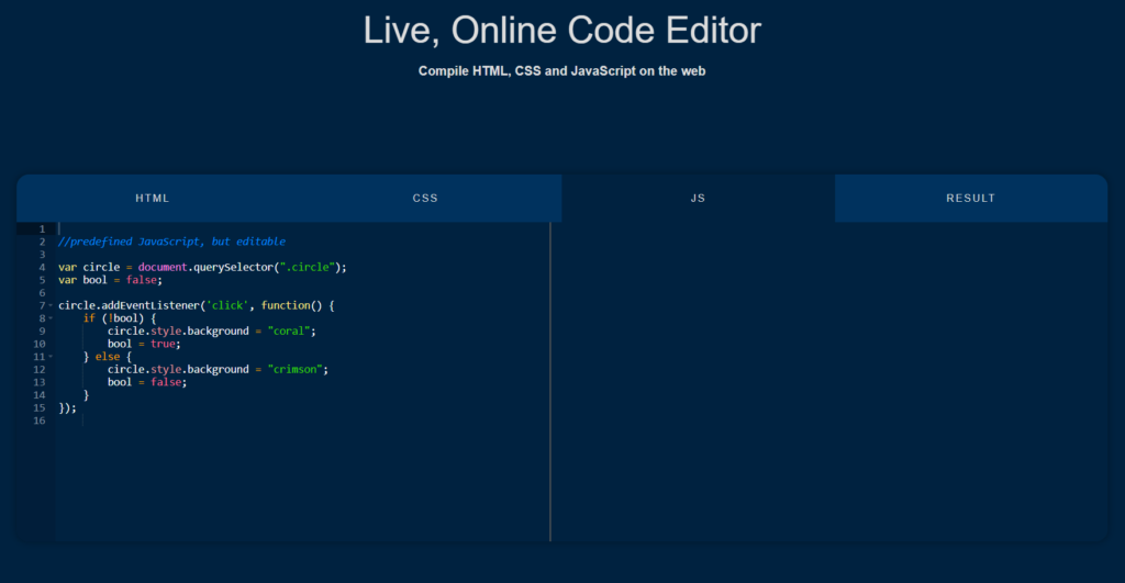 live code editor