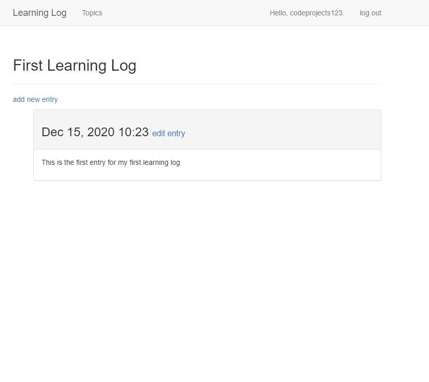 Learning Log application in Django Framework