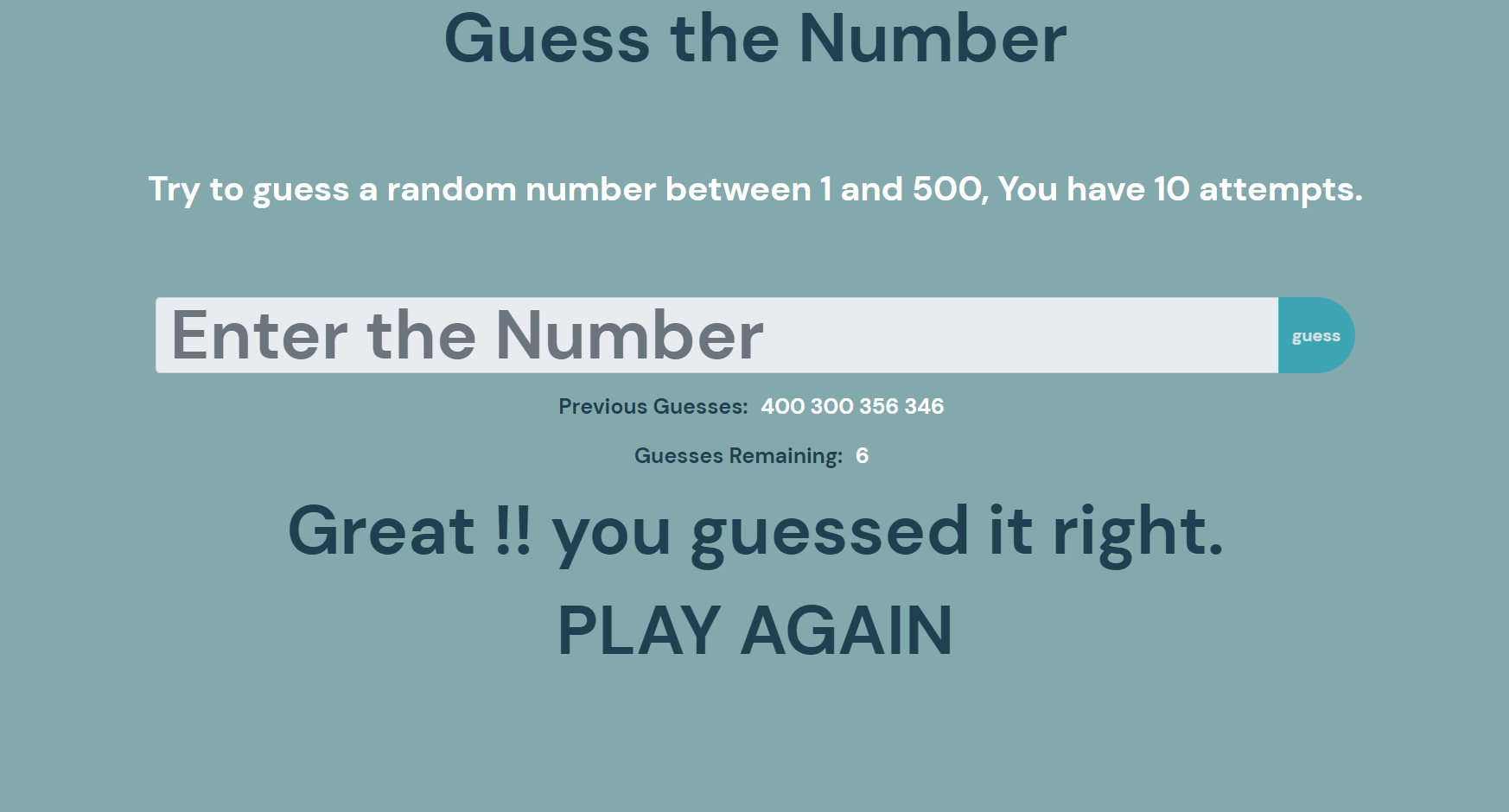 gn - GUESS THE NUMBER IN JAVASCRIPT WITH SOURCE CODE