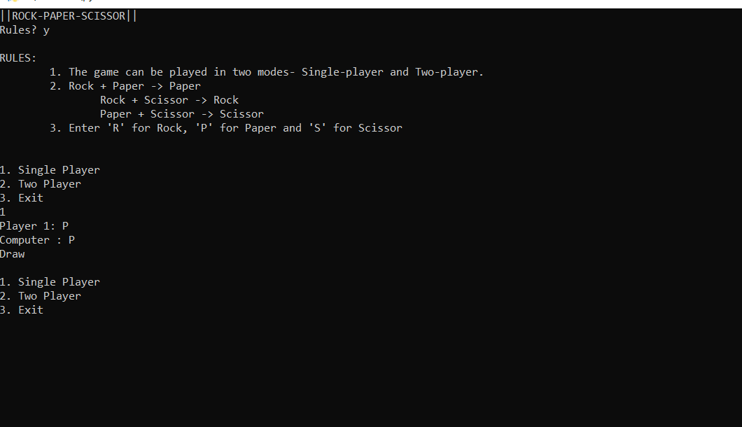 Rock Paper Scissor Game in Python CLI Mode with Source