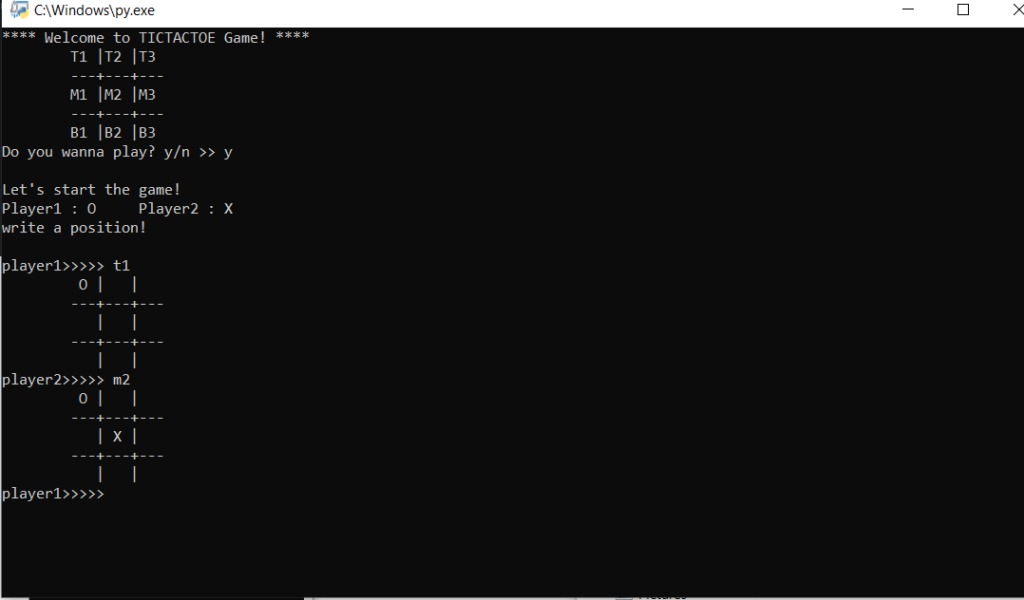 console based tic tac toe