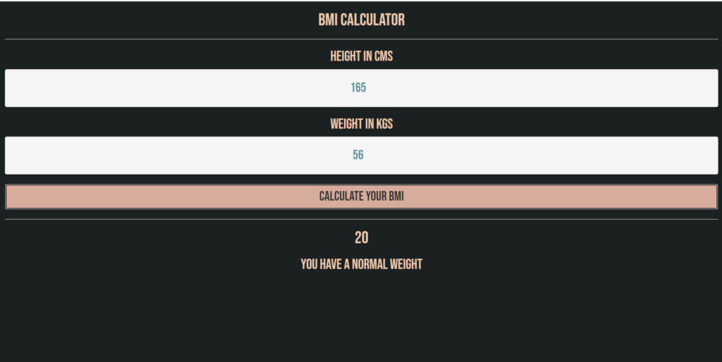 bmi calculator app