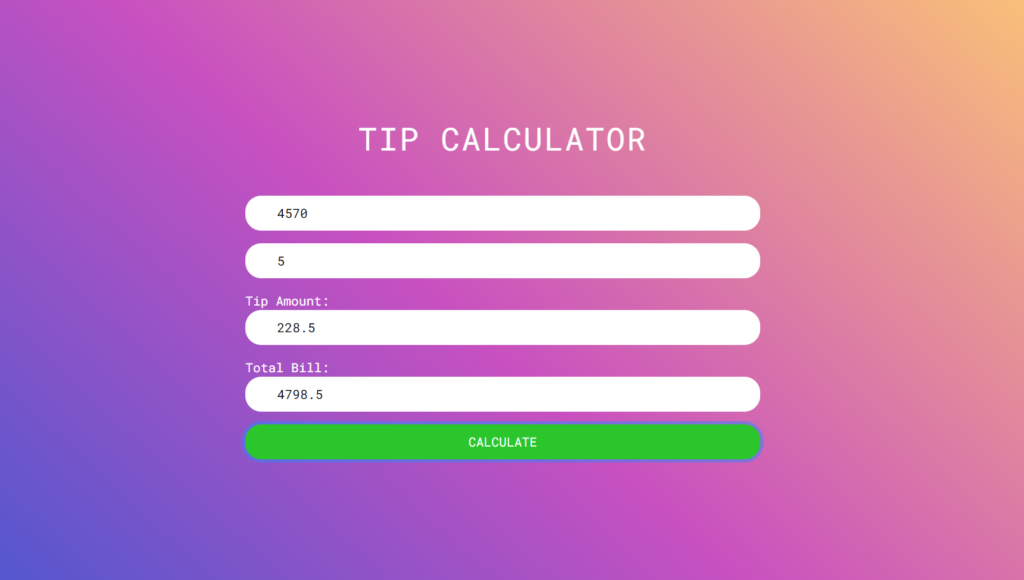 JavaScript tip calculator