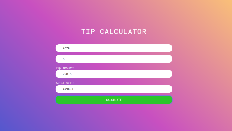 JavaScript tip calculator