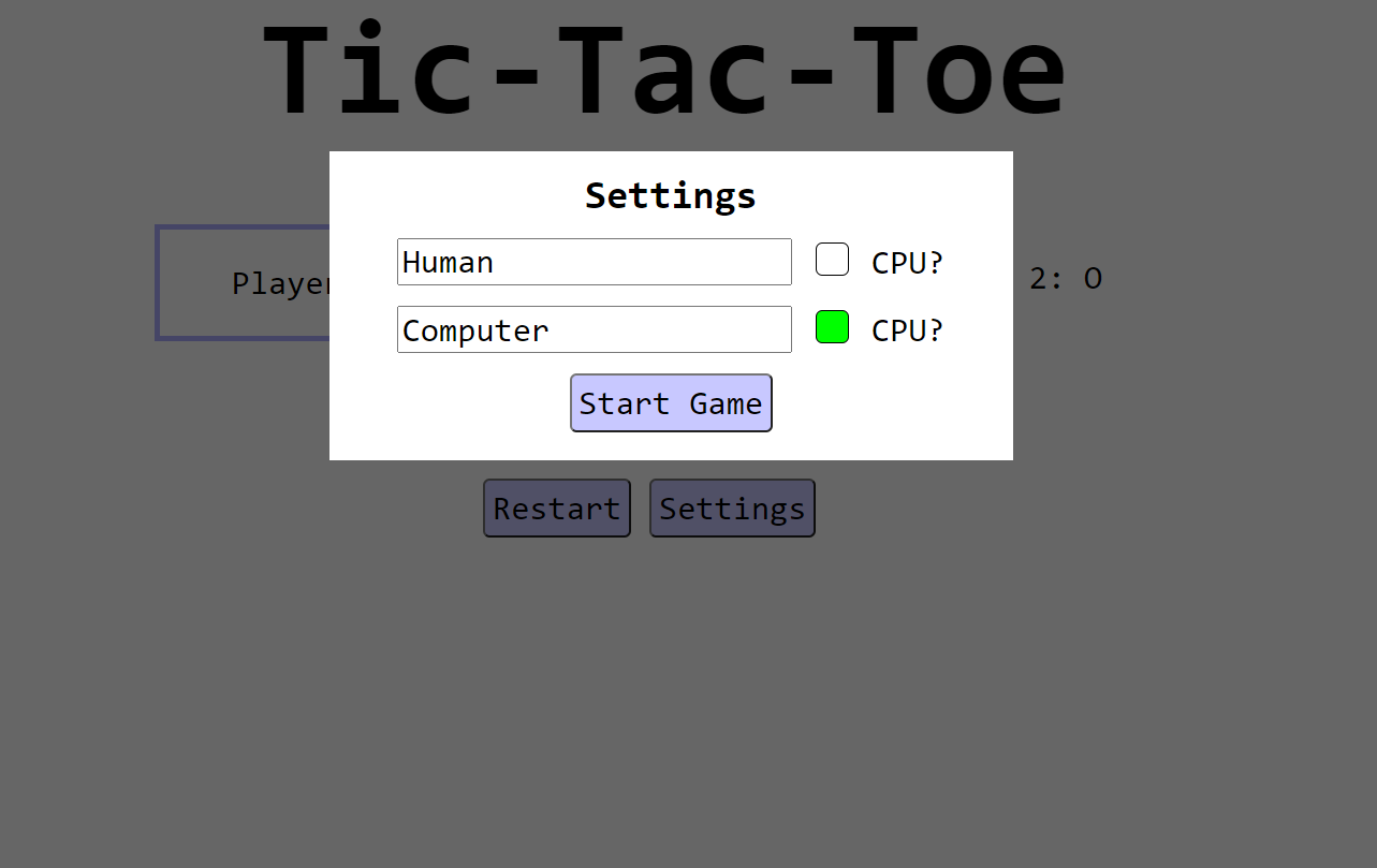 Tic Tac Toe Game, HTML, CSS and Javascript