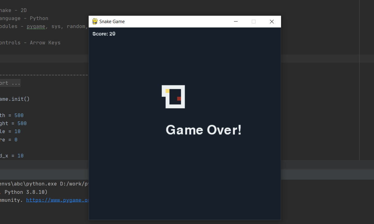 Snake game with PyGame