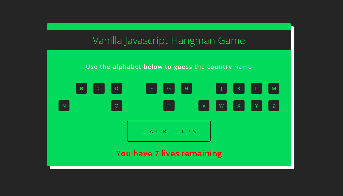 hangman game in vanilla js