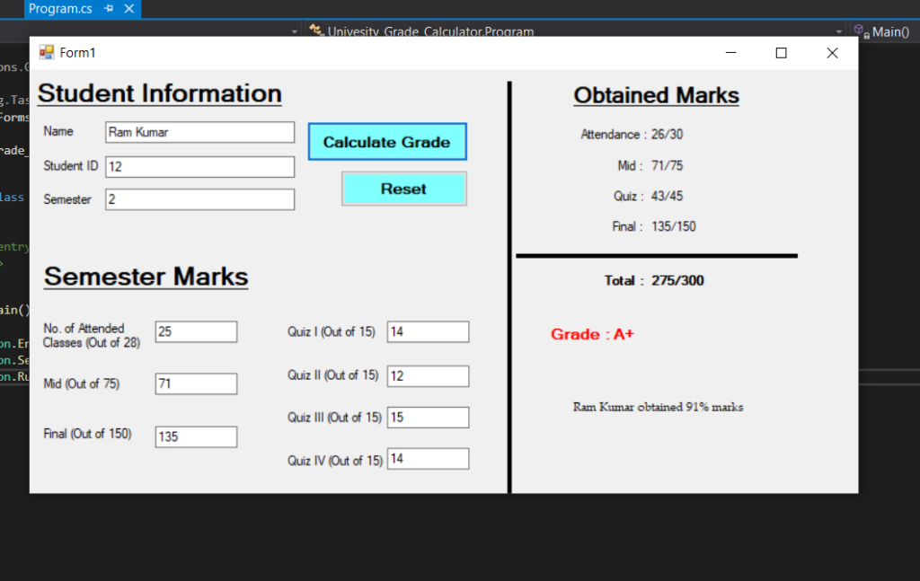 University Grade Calculator In C# With Source Code - Source Code & Projects