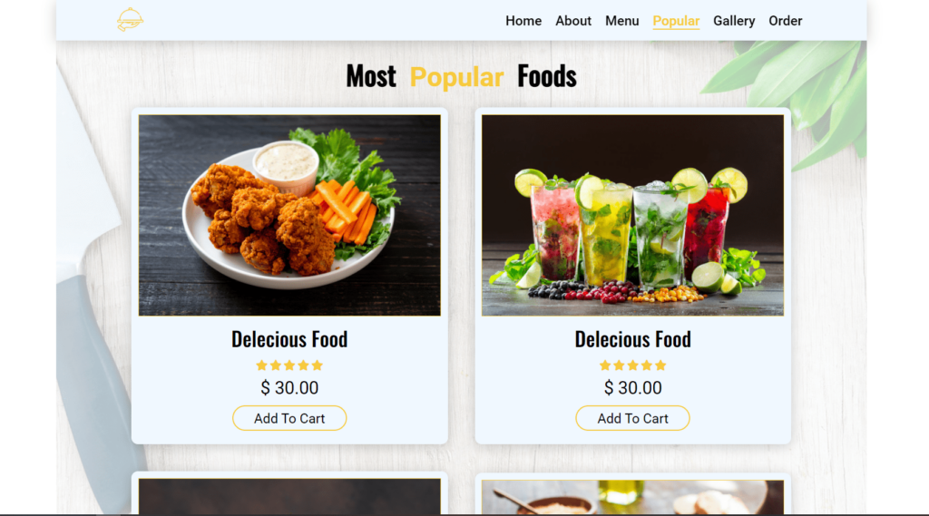 food website template